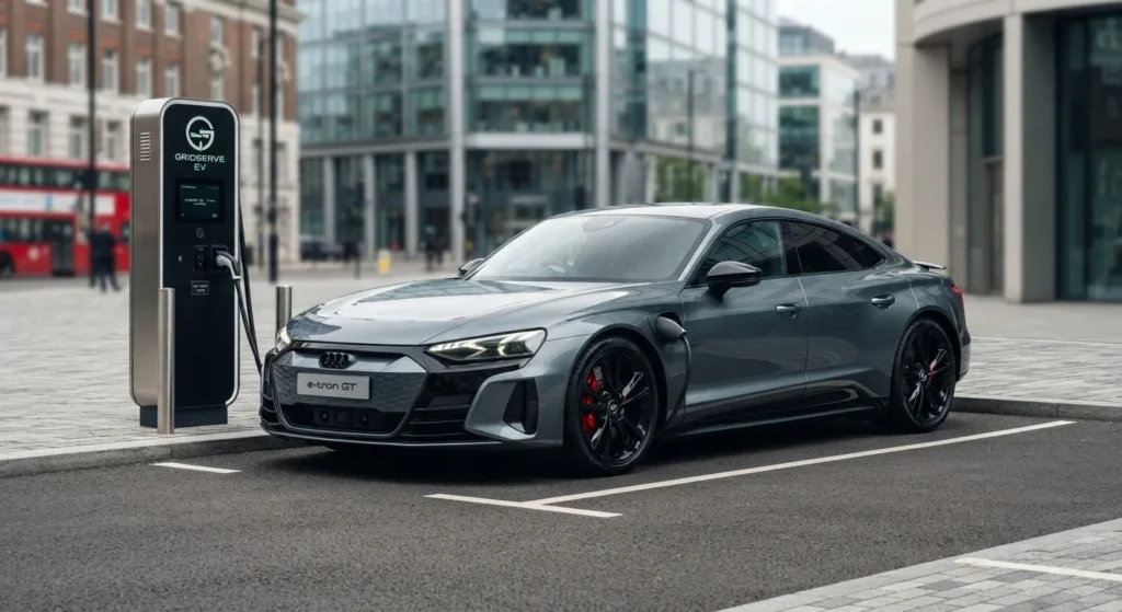 Why Audi Stands Out ? Audi e-tron GT electric car at charging station
