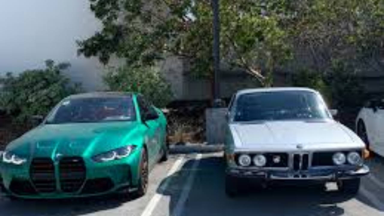 Comparison of old BMW model with new BMW car highlighting design