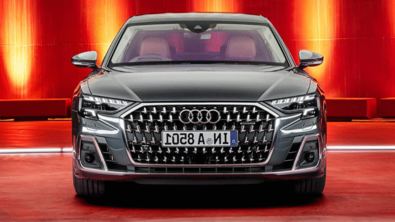 Front view of the facelifted Audi A8 S luxury sedan
