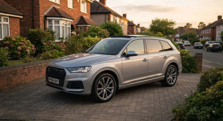 Premium large SUV parked on a UK driveway, representing large family SUV comparison