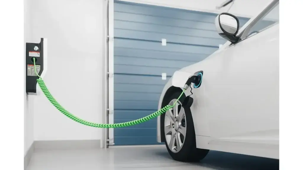 Electric Cars Illustration of electric vehicles using fast charging stations, highlighting the importance of rapid charging networks for EV adoption and convenience