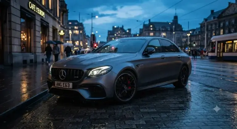Mercedes AMG performance car parked showcasing UK guide