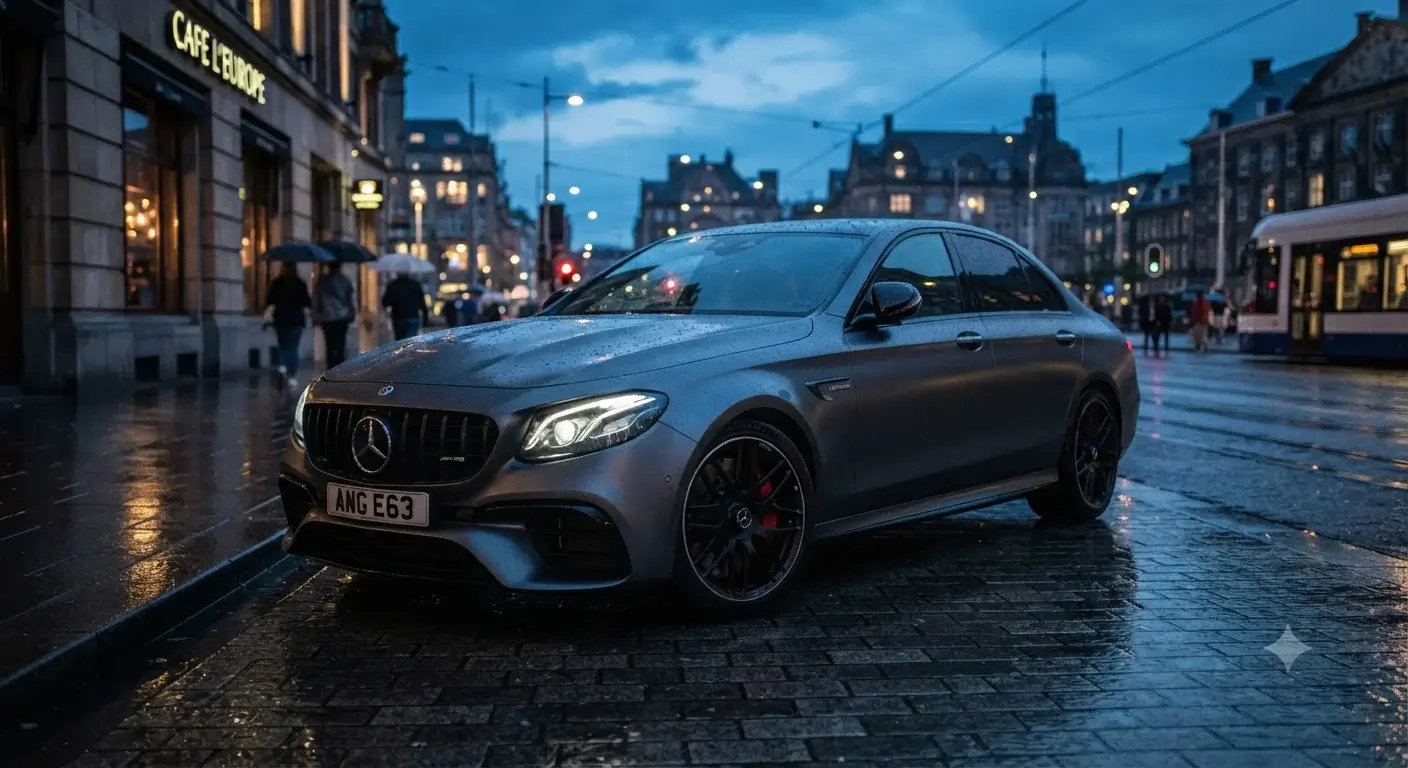 Mercedes AMG performance car parked showcasing UK guide