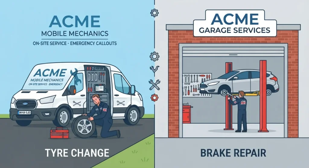Mobile mechanic service compared to a traditional UK garage