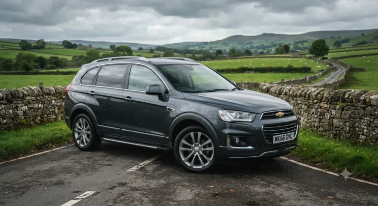 Used Chevrolet Captiva SUV parked on a British country road.