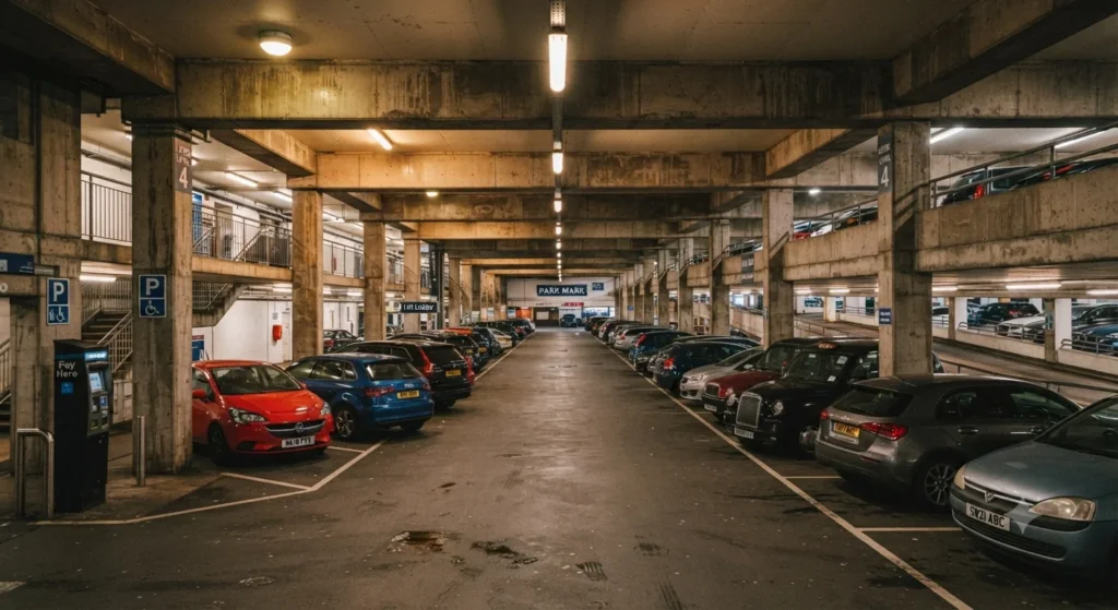 Interior of a UK multi-storey car park