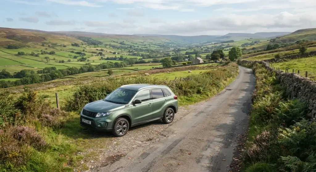 Compact crossover SUV parked on a UK country road